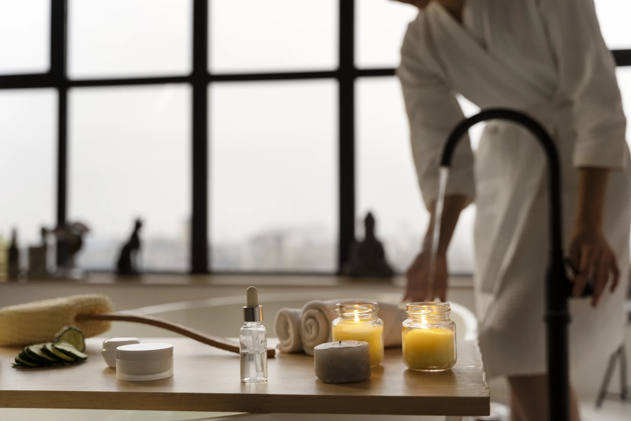 young-woman-checking-water-before-taking-bath